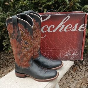 Lucchese WOMENS Black and Brown Western Boots M3609 SZ 9